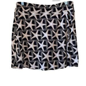 Lulu-B Size M Starfish Print Skort UPF 50 Black Tan Golf Athleisure